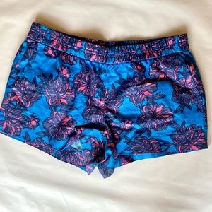 J. Crew elastic waist pull-on floral shorts, linen & cotton blend, size 10